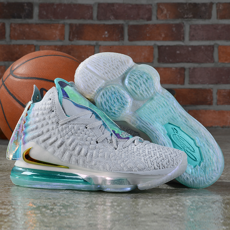 New Nike LeBron 17 Grey Jade Blue Shoes